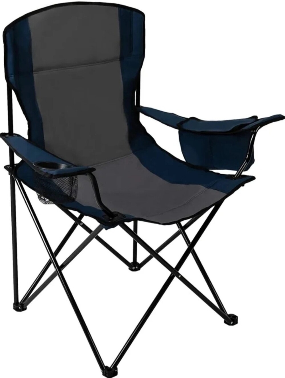 Pacific Pass Quad Camp Chair Navy/Gray New w/ Built‑In Cooler & Cup Holder